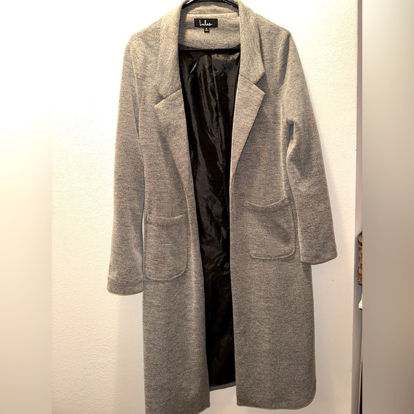 Lulus women’s grey utility open front trench coat M career wear - Picture 1 of 7
